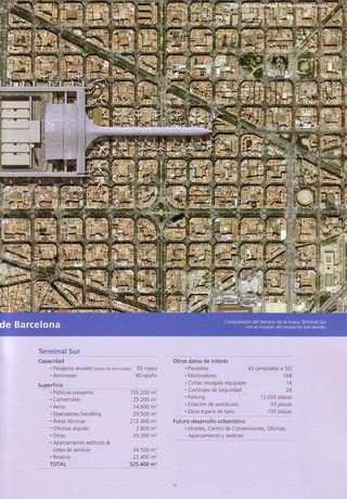 Pàgina 19 de 32 del document "Nueva Terminal Sur" editat pel Pla Barcelona (AENA) sobre la nova terminal T1 de l'aeroport del Prat